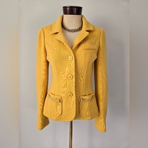 LUISA SPAGNOLI Yellow Virgin Wool Blazer. Size Small